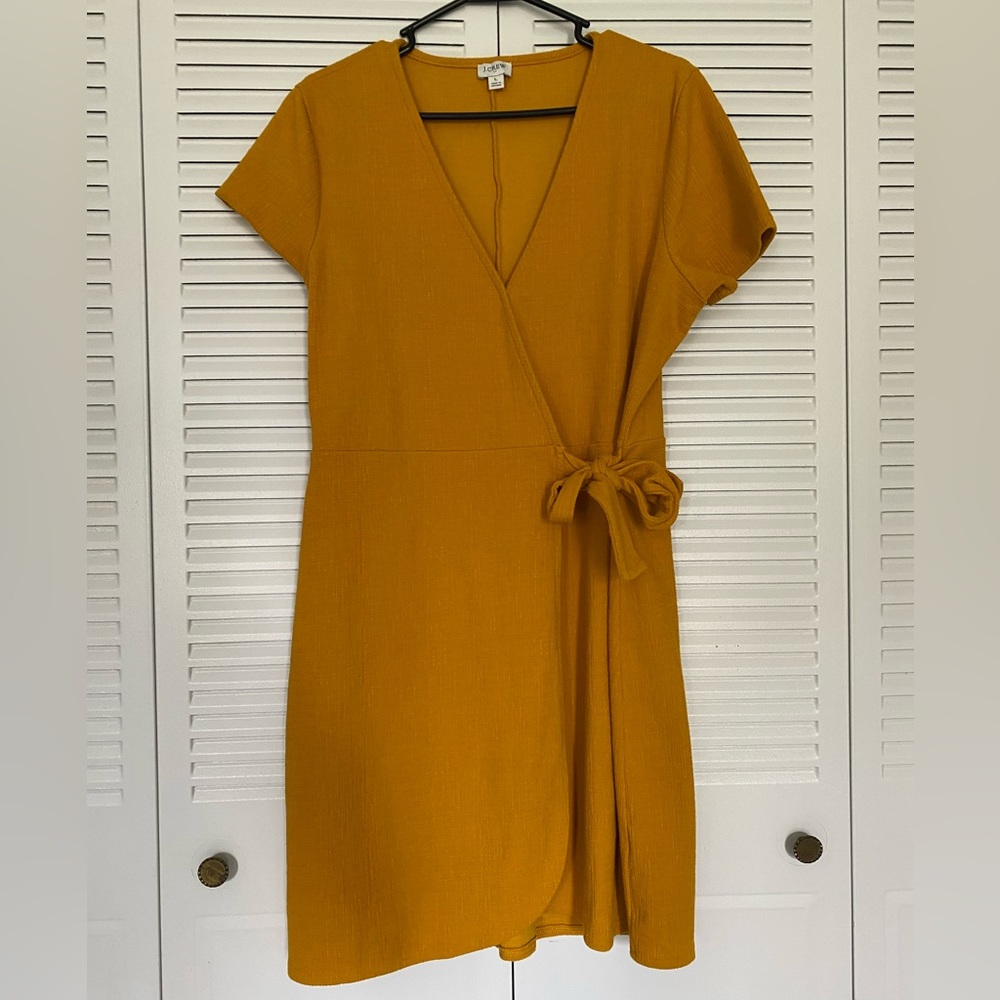 Yellow J Crew wrap dress